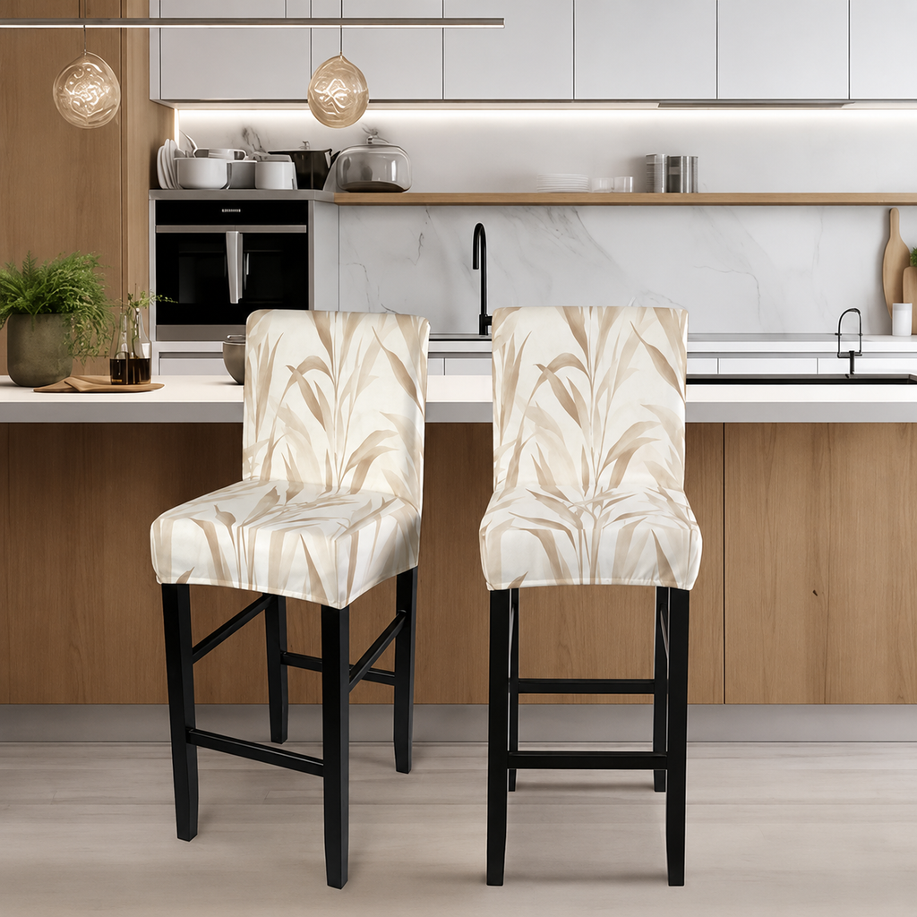 Housse de tabouret de bar extensible - Feuilles de roseau