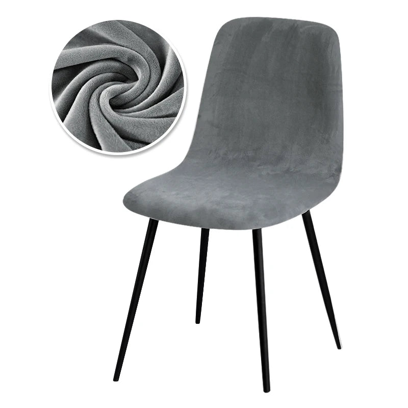 Scandinavian velvet chair cover - Curved backrest