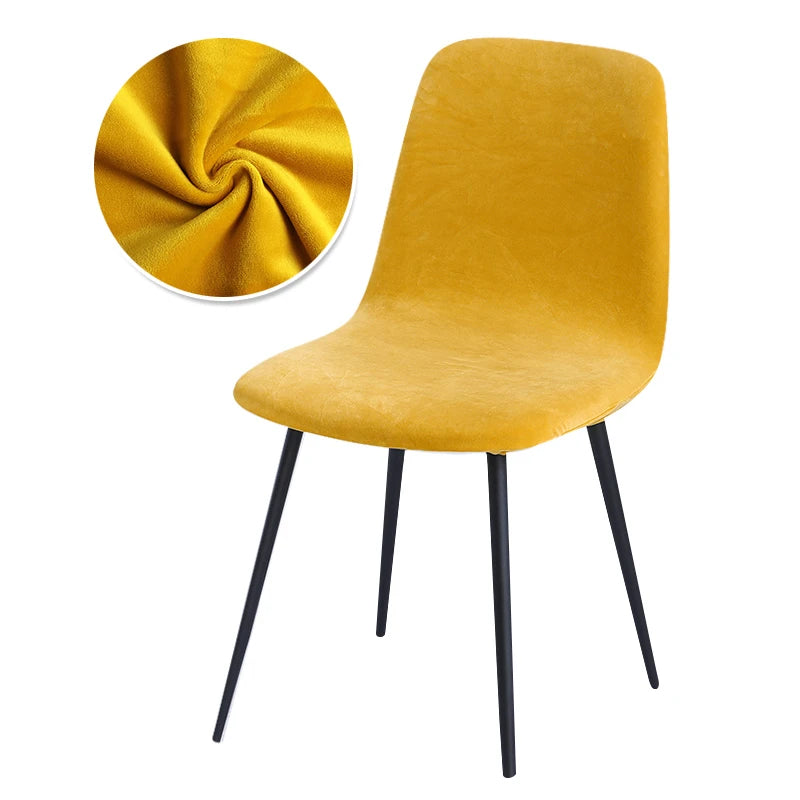Scandinavian velvet chair cover - Curved backrest